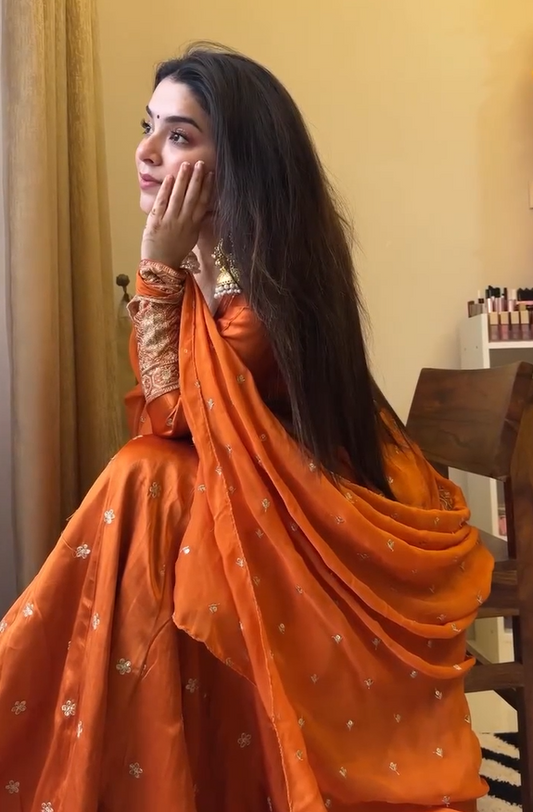 Elegant Satin Silk Lehenga Choli -Semistiched Outfits