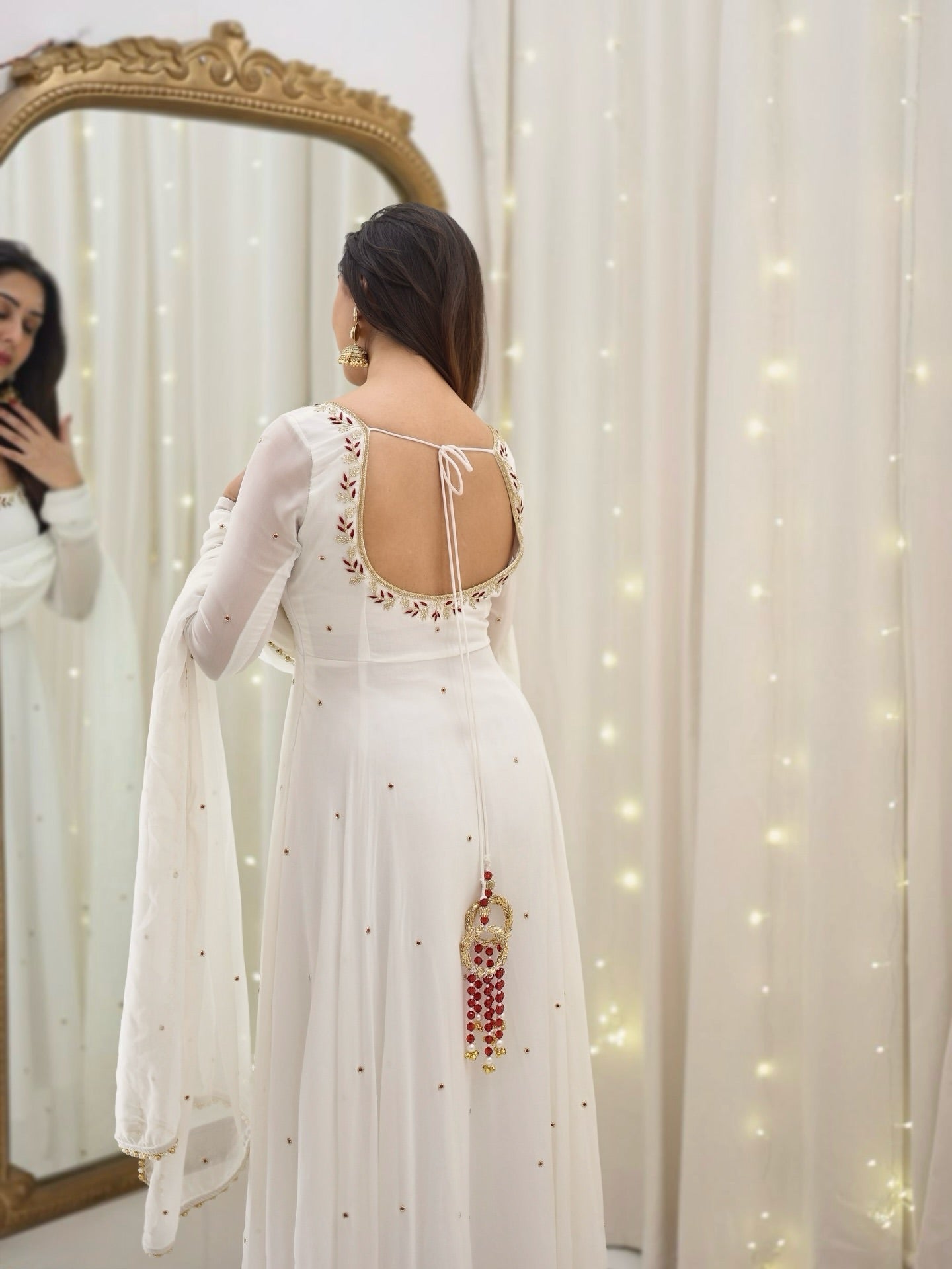 Gorgeous Apsara White Anarkali suit With Delicate Handwork
