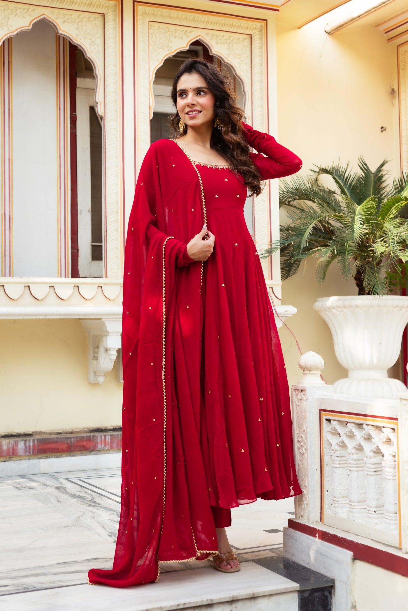 Premium Red Anarkali Georgette Suit with Dupatta