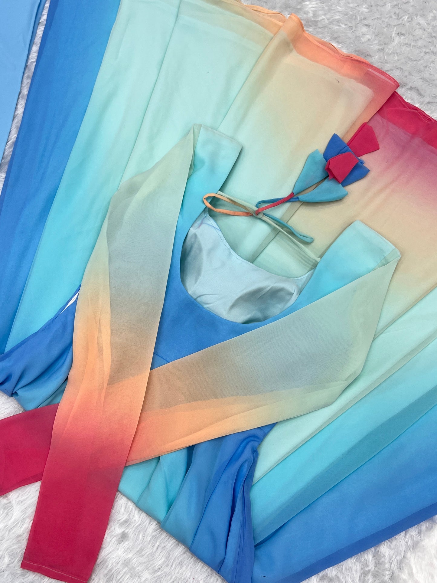 Enchanting Shaded Faux Georgette Fully Stitched Anarkali Pant Suit - INDIAN ELEGANCE