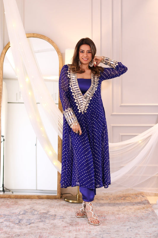 Bandhani Real Mirror Work Cord Set - 5 beautiful colours Available