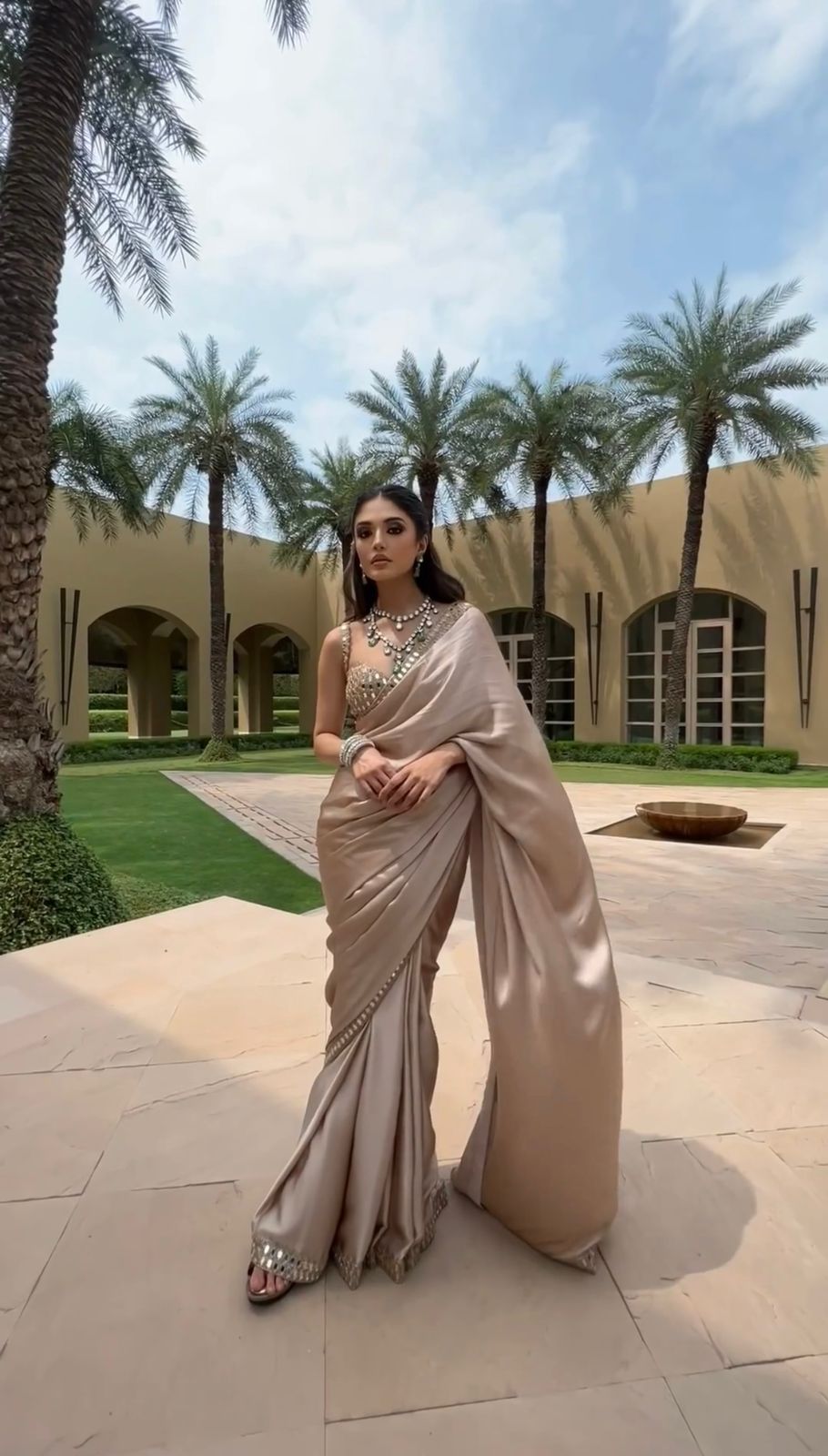 Rich Shine Wedding Wear Silk Mirror Work Saree