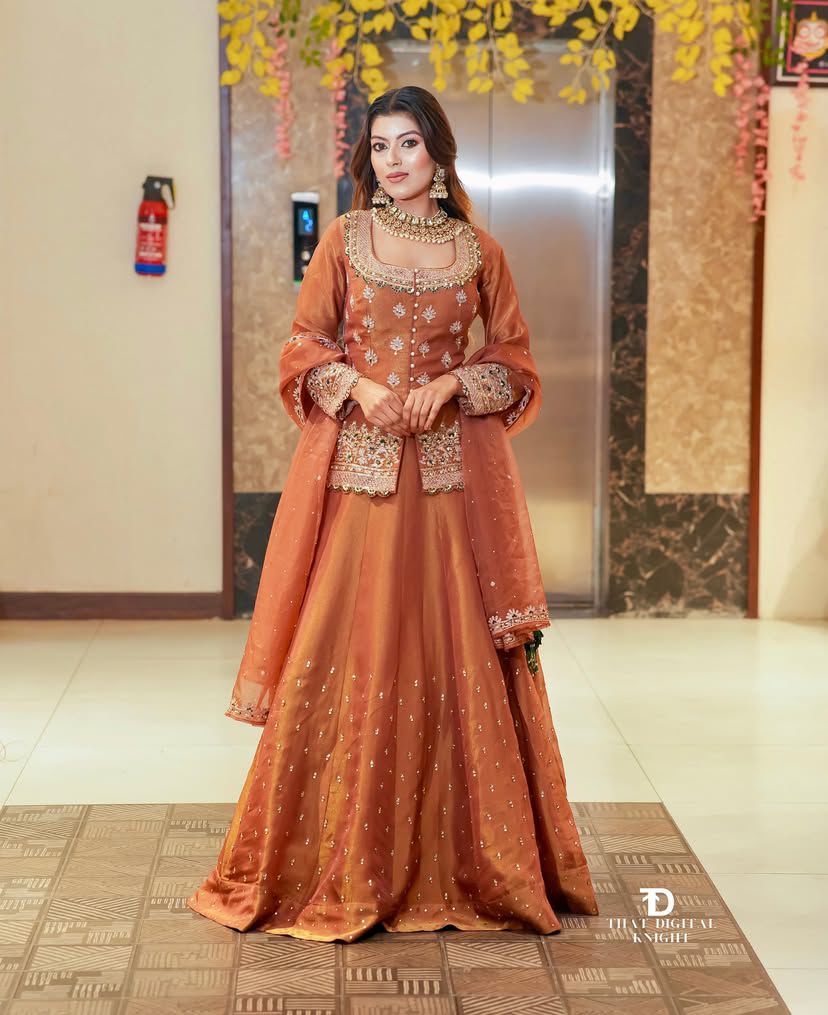 Designer Simmer Silk Lehenga Set – Embroidery & Moti Work - Perfect For Festive Occasion