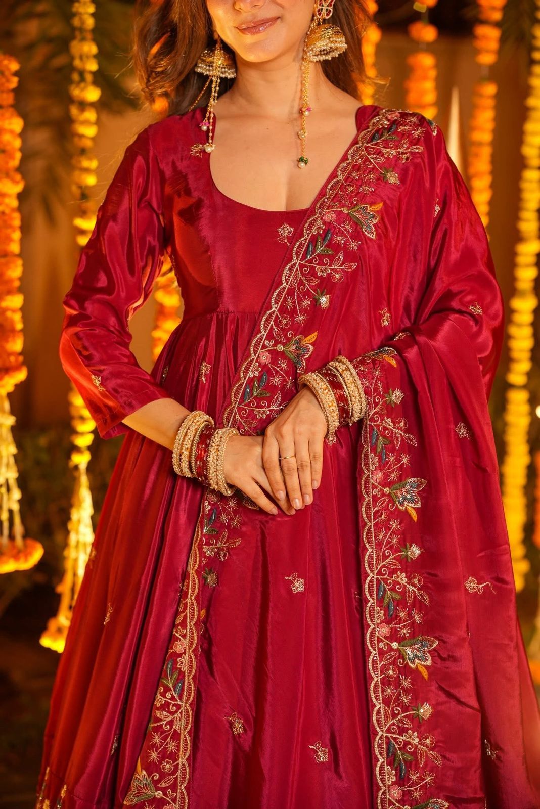 Luxury Maroon Wedding Wear Anarkali Suit Set