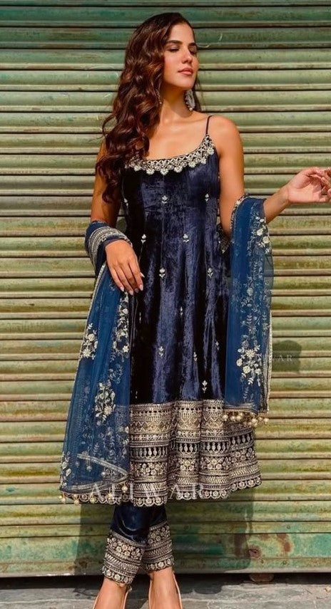 Wine Color Anarkali Set with Hand Embroidery & Designer Dupatta