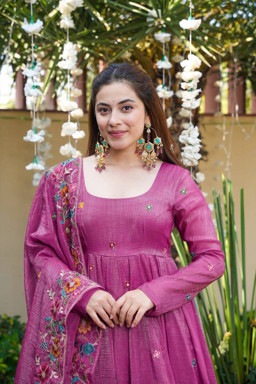 Floral Embroidered Designer Kurti with Sharara & Dupatta