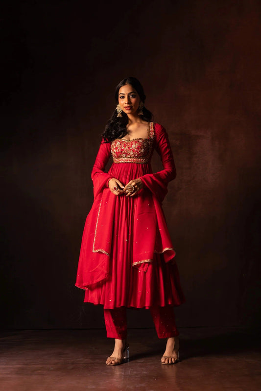 Festive & Wedding Wear Upada Silk Anarkali Suit with Organza Dupatta