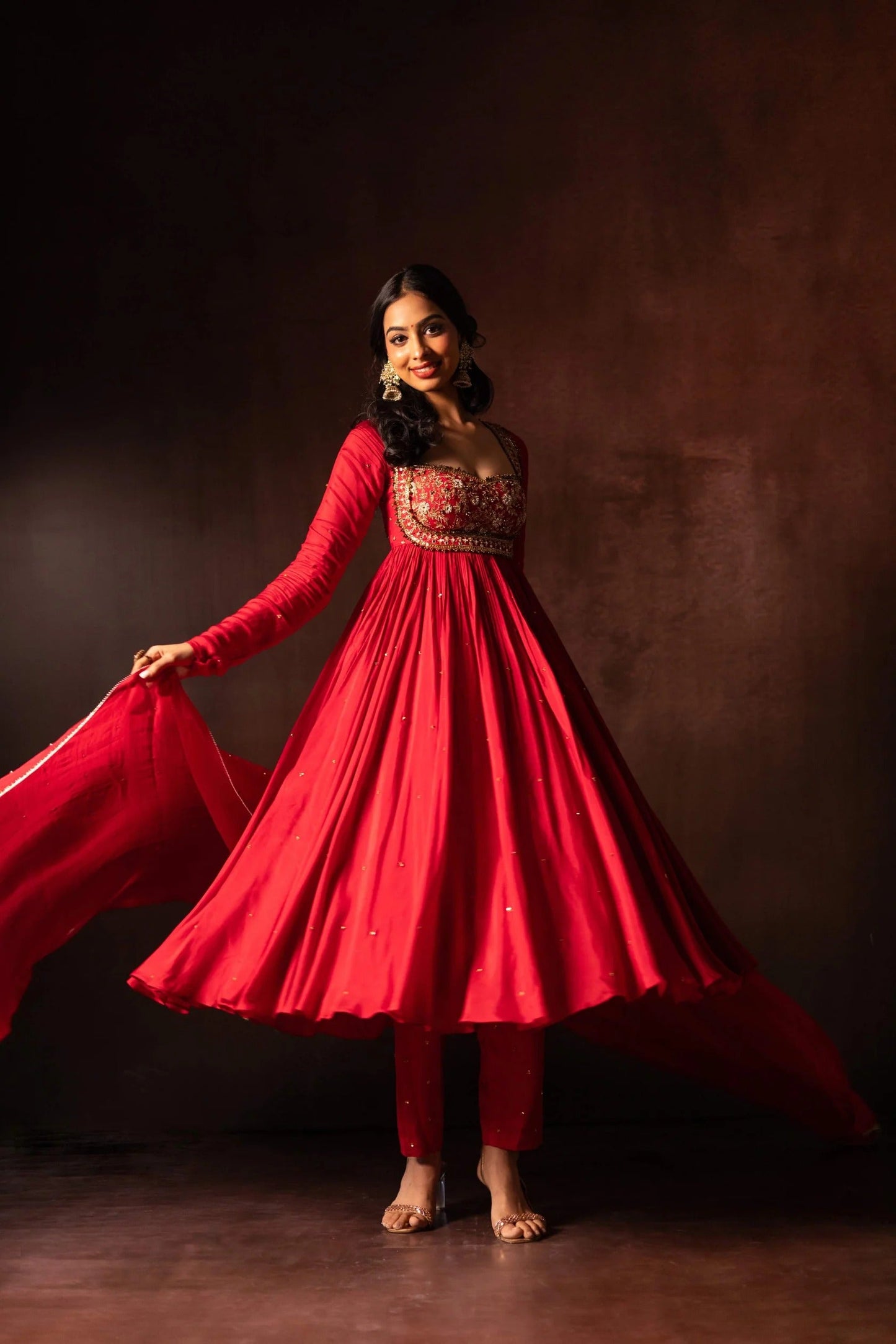 Festive & Wedding Wear Upada Silk Anarkali Suit with Organza Dupatta
