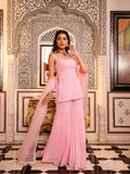 Wedding Wear Baby Pink Georgette Sharara Set for Women