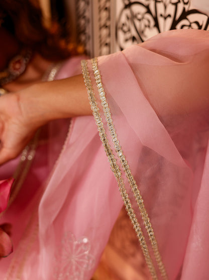 Wedding Wear Baby Pink Georgette Sharara Set for Women