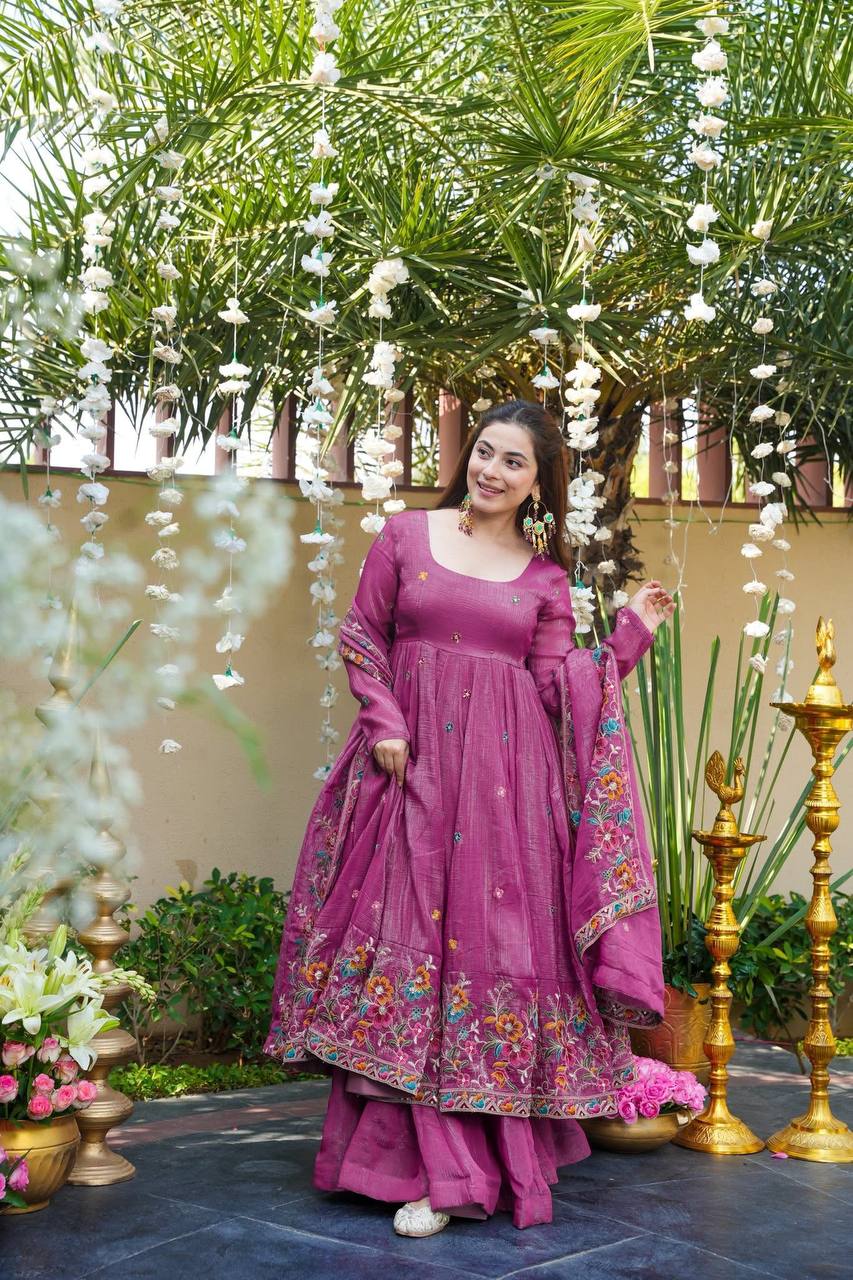 Floral Embroidered Designer Kurti with Sharara & Dupatta