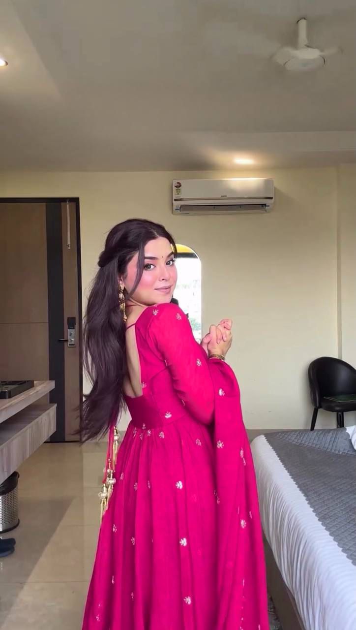 Royal Red Chilli Slit Designer Fancy Neckline Anarkali Festive Wear Suit