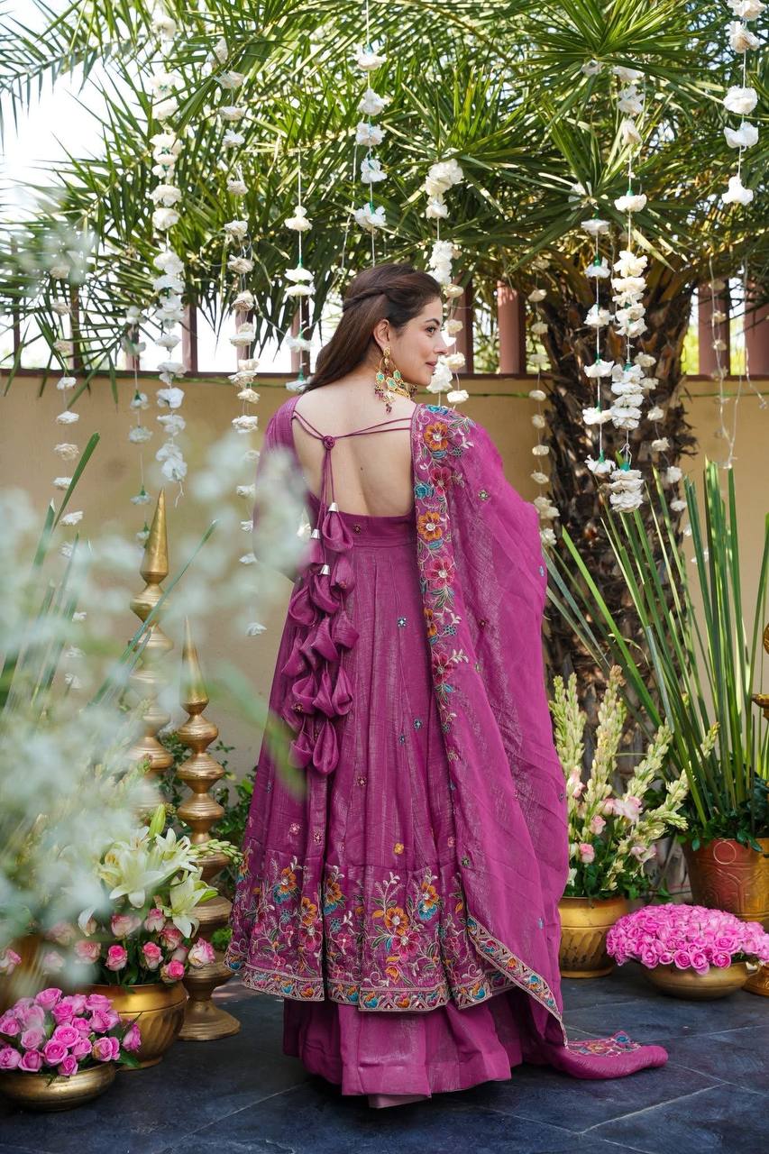 Floral Embroidered Designer Kurti with Sharara & Dupatta