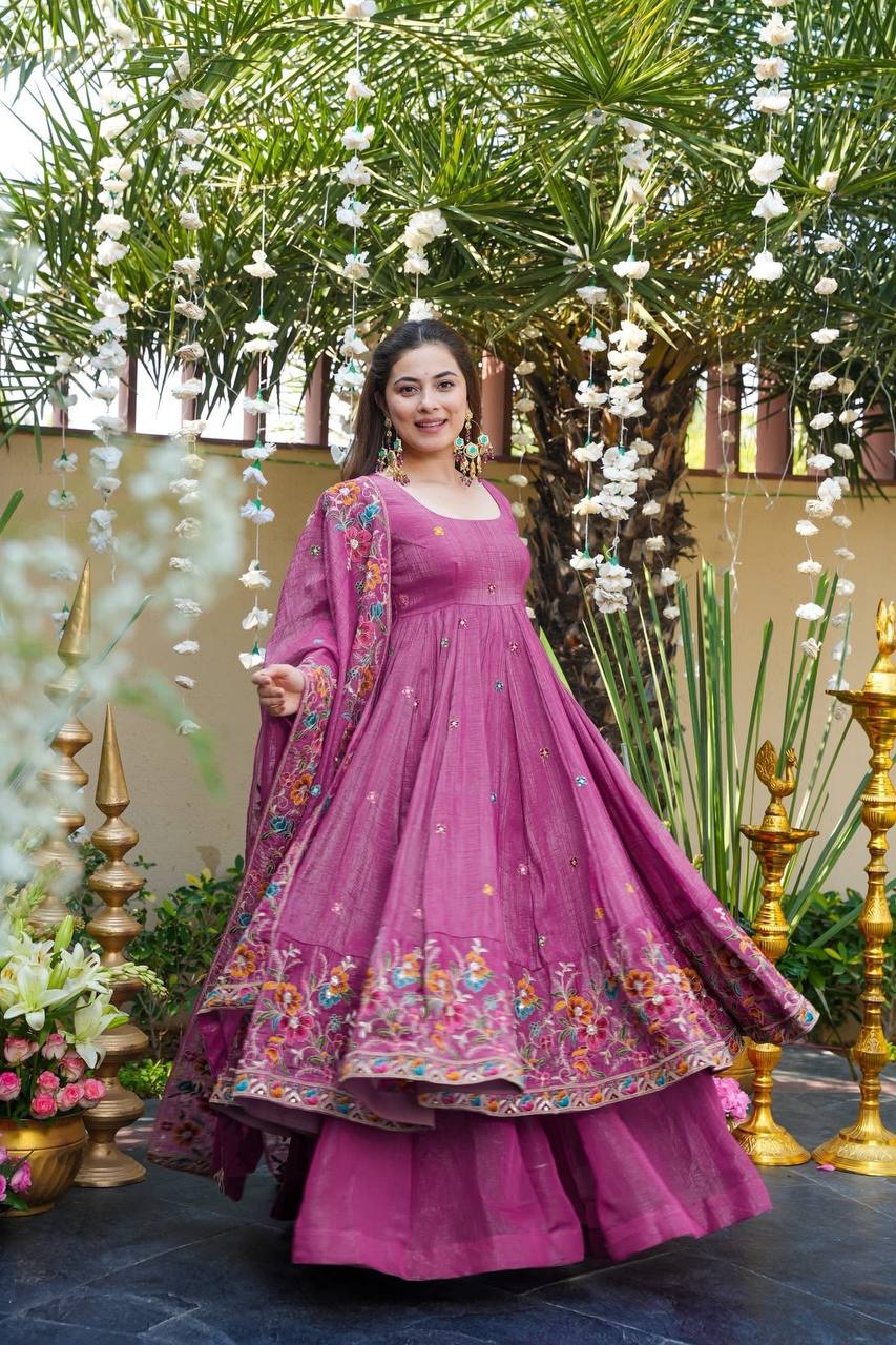 Floral Embroidered Designer Kurti with Sharara & Dupatta