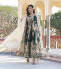 Entrancing Green Russian Silk Floral Anarkali Suits