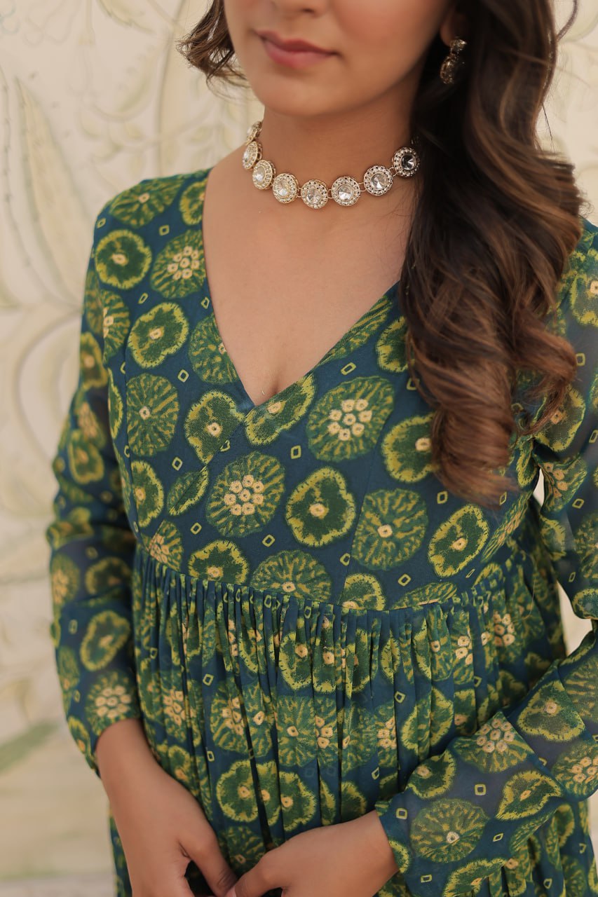 Dashing Faux Georgette Foil Printed Fully Stitched Top Pant Suit - INDIAN ELEGANCE