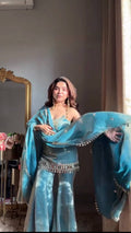 Party Wear Mirror Work Sharara Set with Dupatta