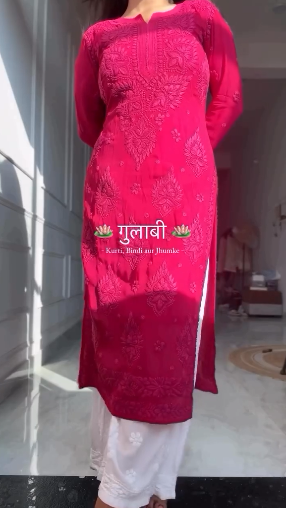 Summer Wear Pink Chikankari Kurta Set