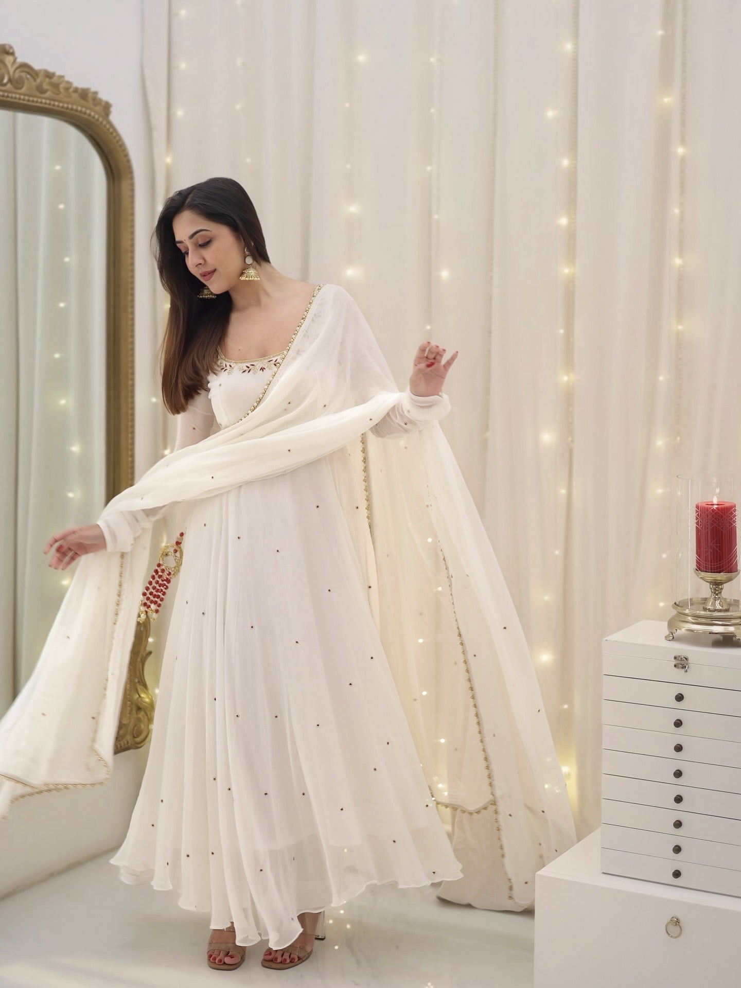 Gorgeous Apsara White  Anarkali suit With Delicate Handwork