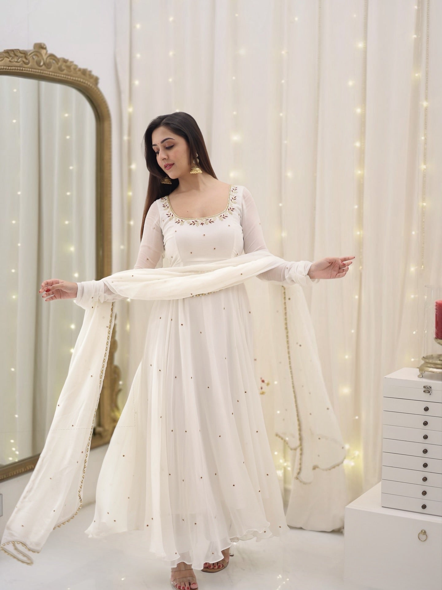 Gorgeous Apsara White  Anarkali suit With Delicate Handwork