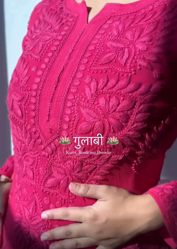 Summer Wear Pink Chikankari Kurta Set