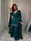 Premium Fandy Silk Kurta Palazzo Set With Dupatta-Ready To Wear Outfits