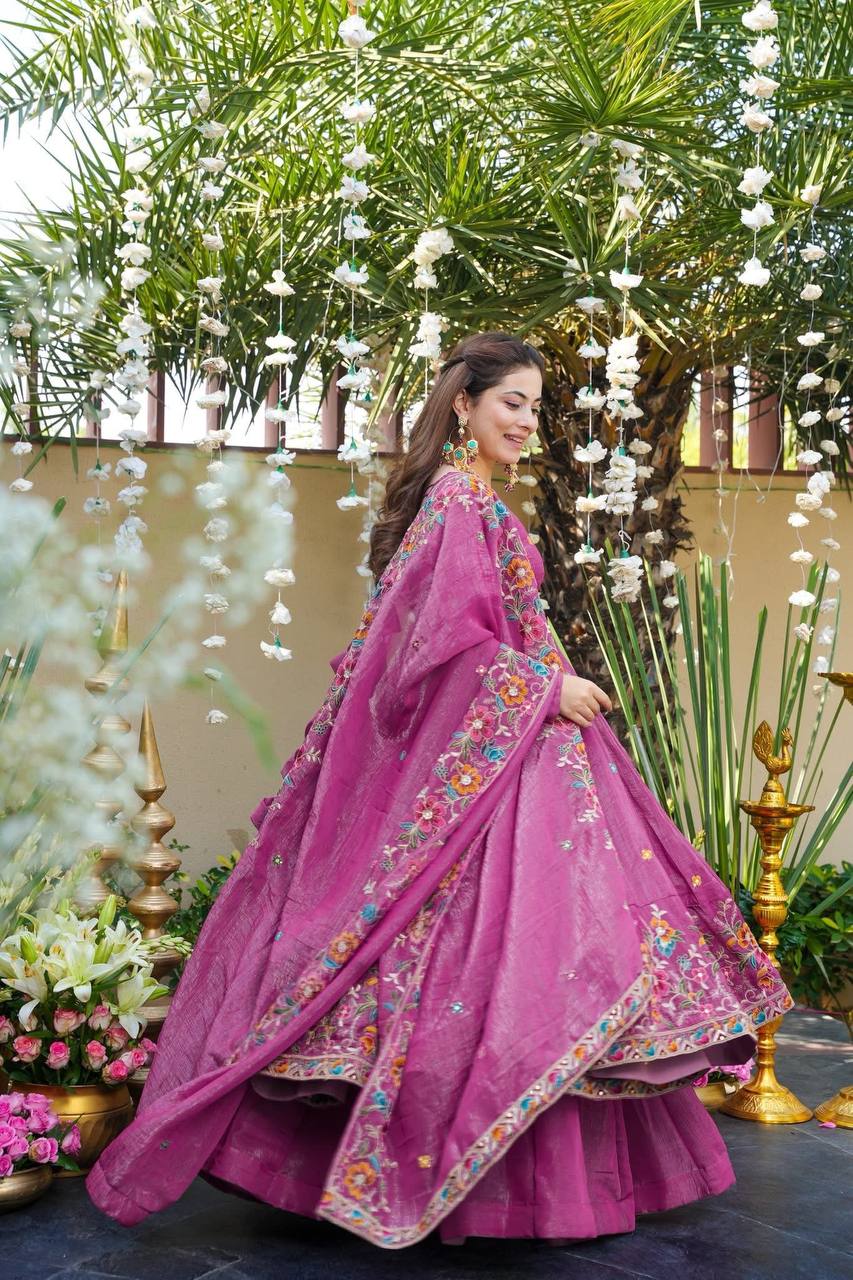 Floral Embroidered Designer Kurti with Sharara & Dupatta