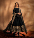 Aditi's Black Rayon Cotton Anarkali Suit Set
