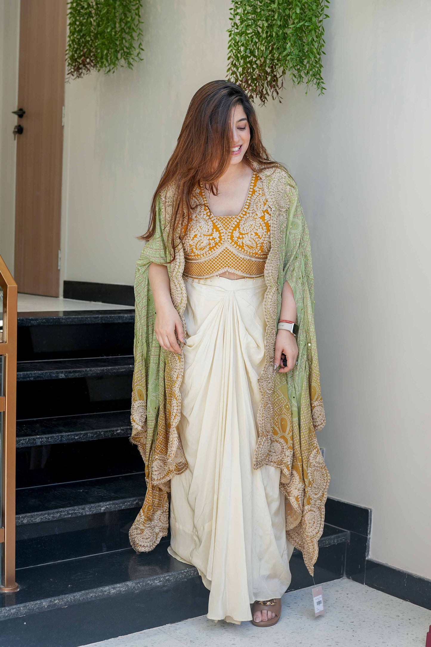Yellow Colour Three Piece Set With Silk Indo Western Outfit For Designer Look