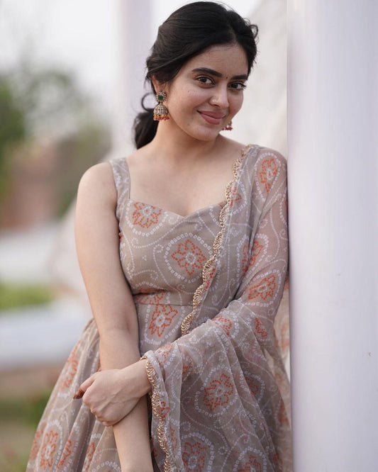 Alluring Faux Georgette Silk Digital Printed Anarkali Pant Suit - INDIAN ELEGANCE