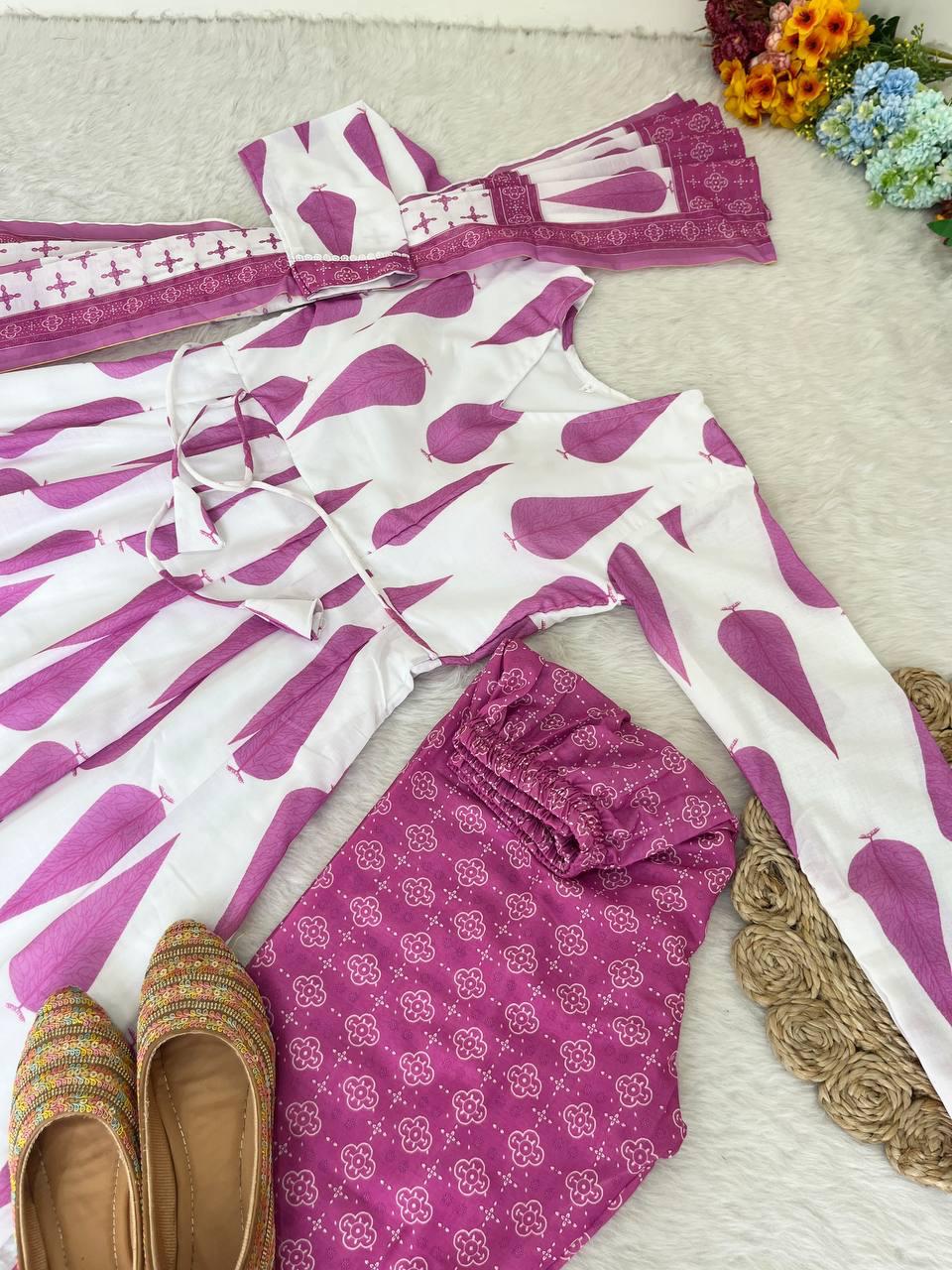 Fabulous Pure Cambric Cotton Digital Printed Anarkali Pant Suit - INDIAN ELEGANCE