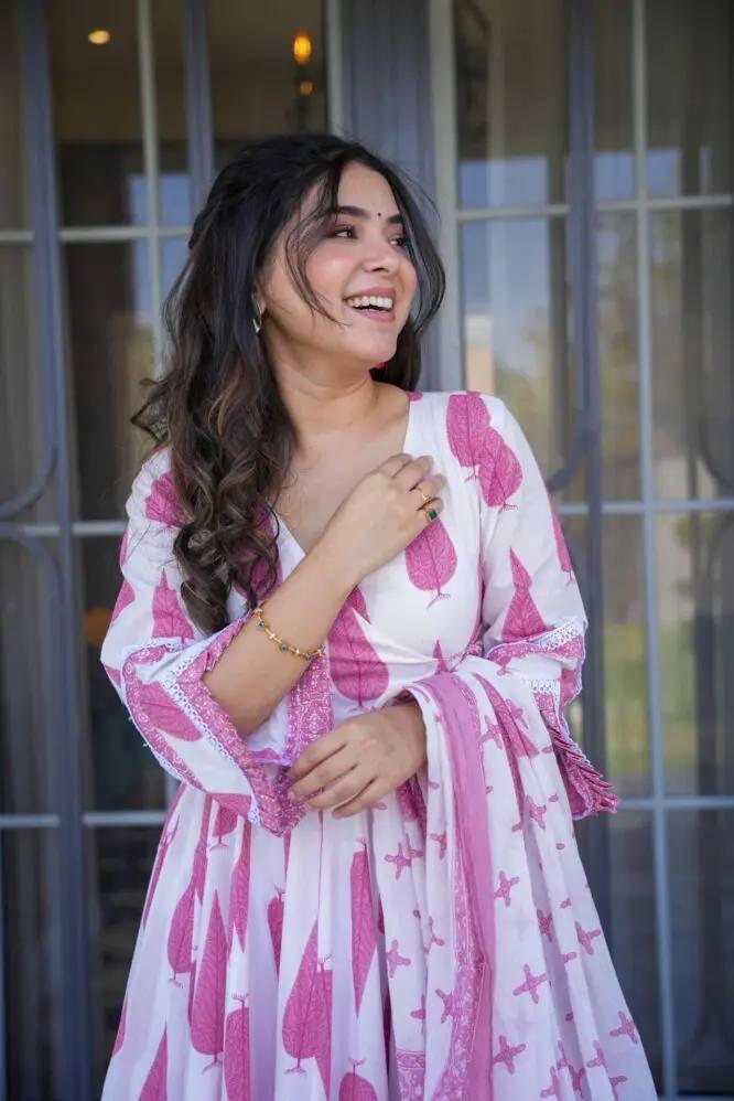 Fabulous Pure Cambric Cotton Digital Printed Anarkali Pant Suit - INDIAN ELEGANCE