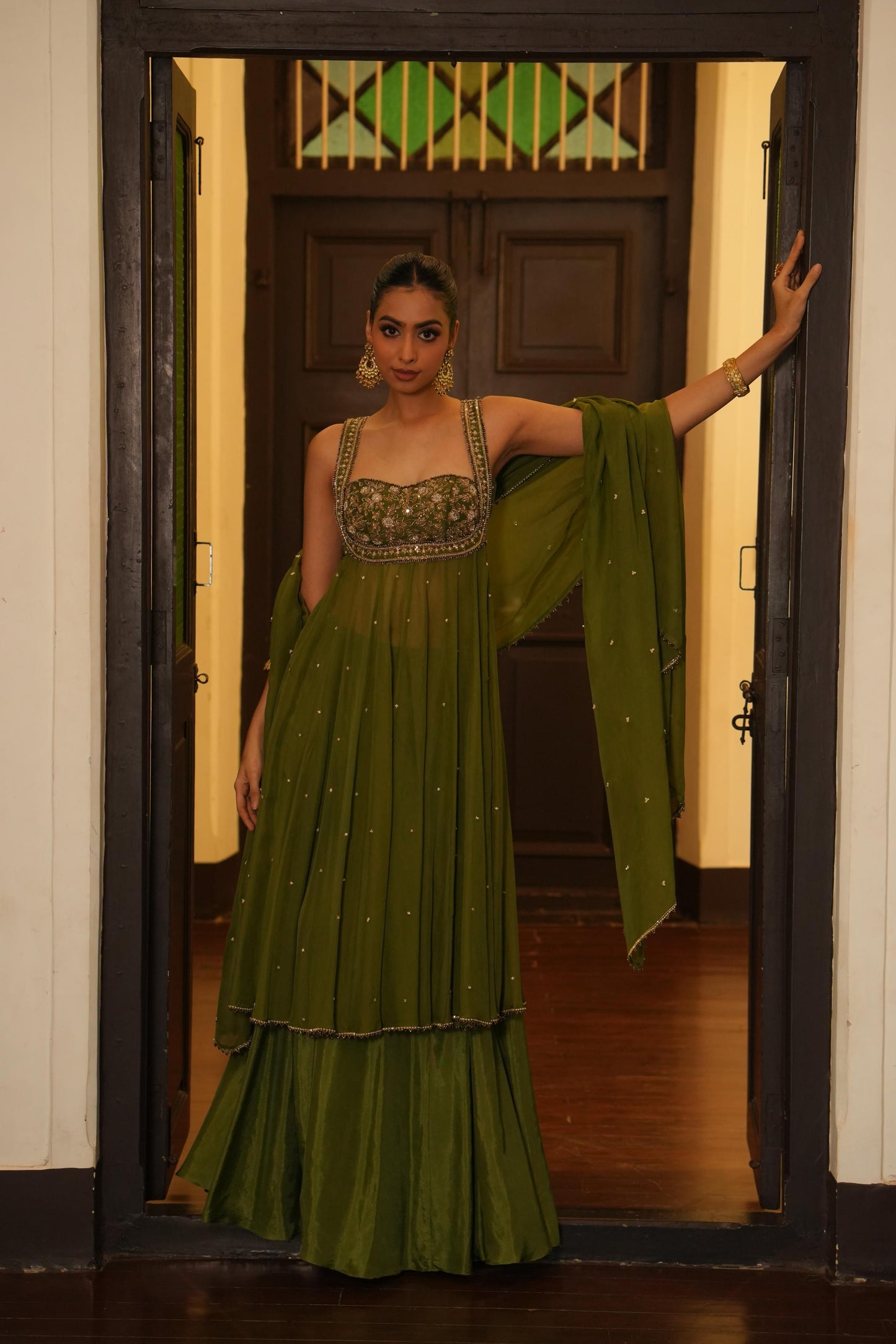 Mint Mehendi Green Fully Stiched  Anarkali  Suit