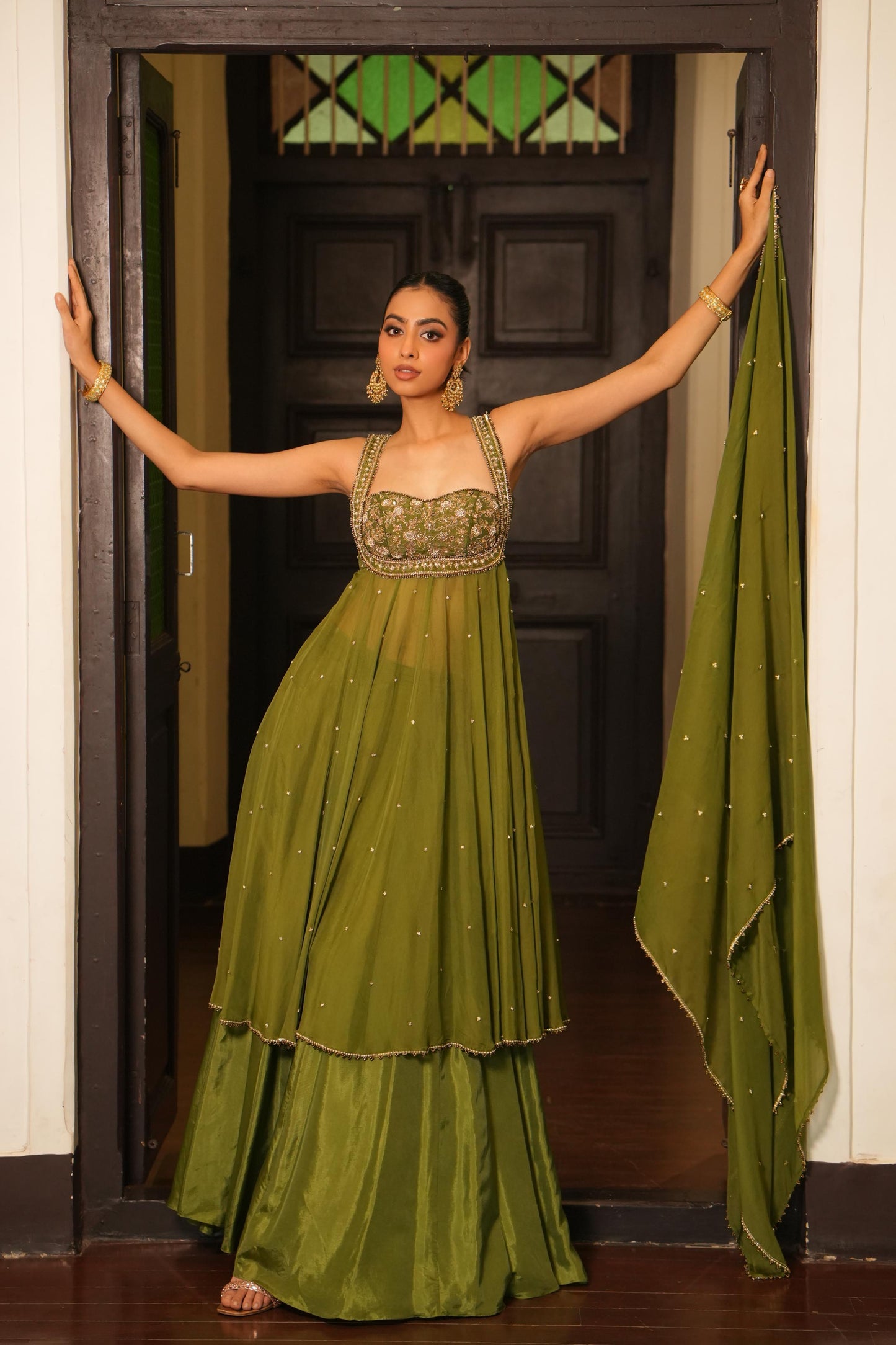 Mint Mehendi Green Fully Stiched  Anarkali  Suit