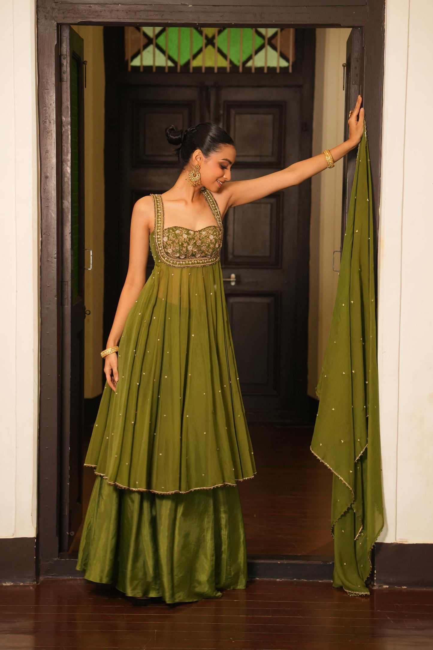Mint Mehendi Green Fully Stiched  Anarkali  Suit