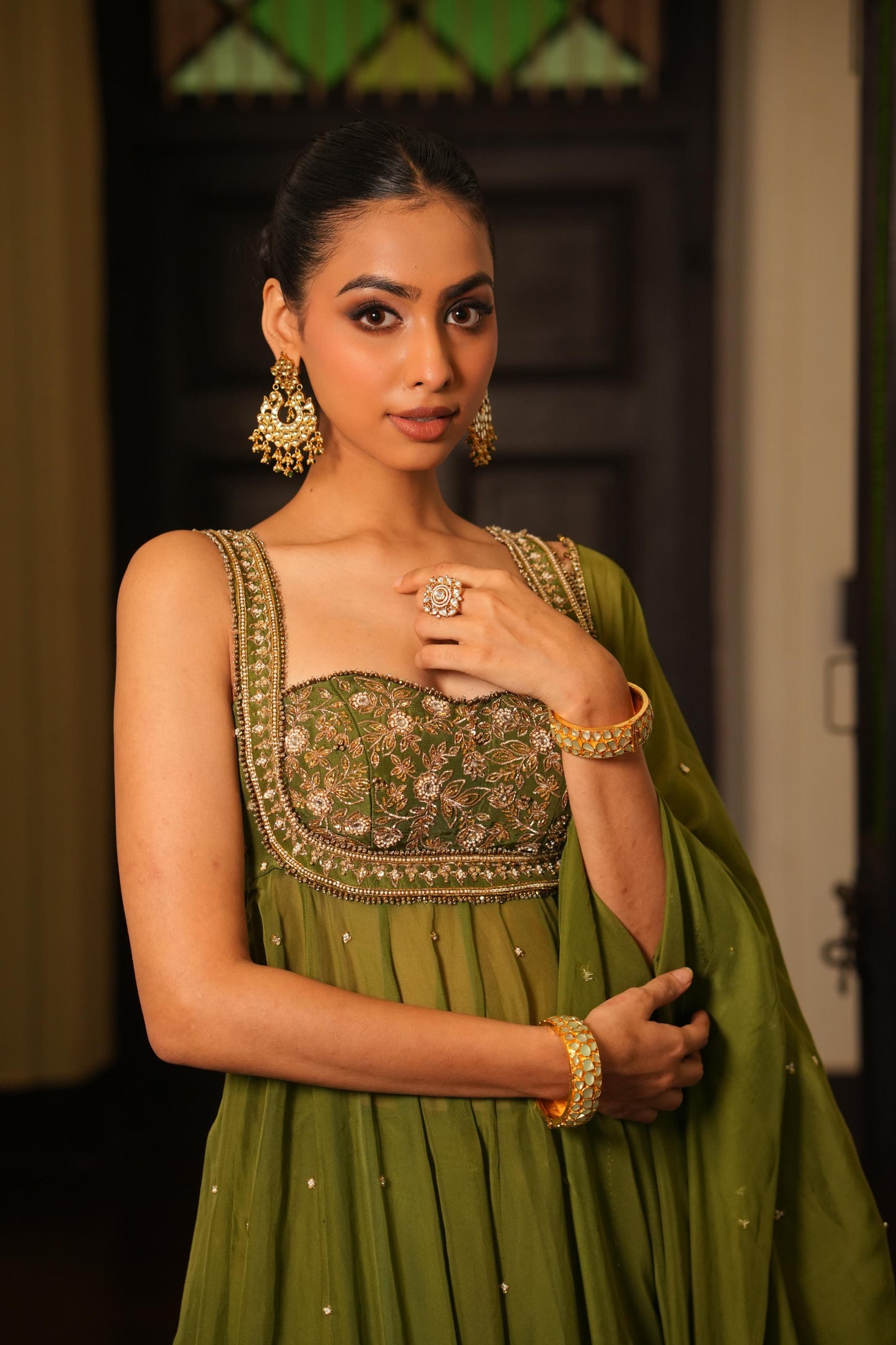 Mint Mehendi Green Fully Stiched  Anarkali  Suit