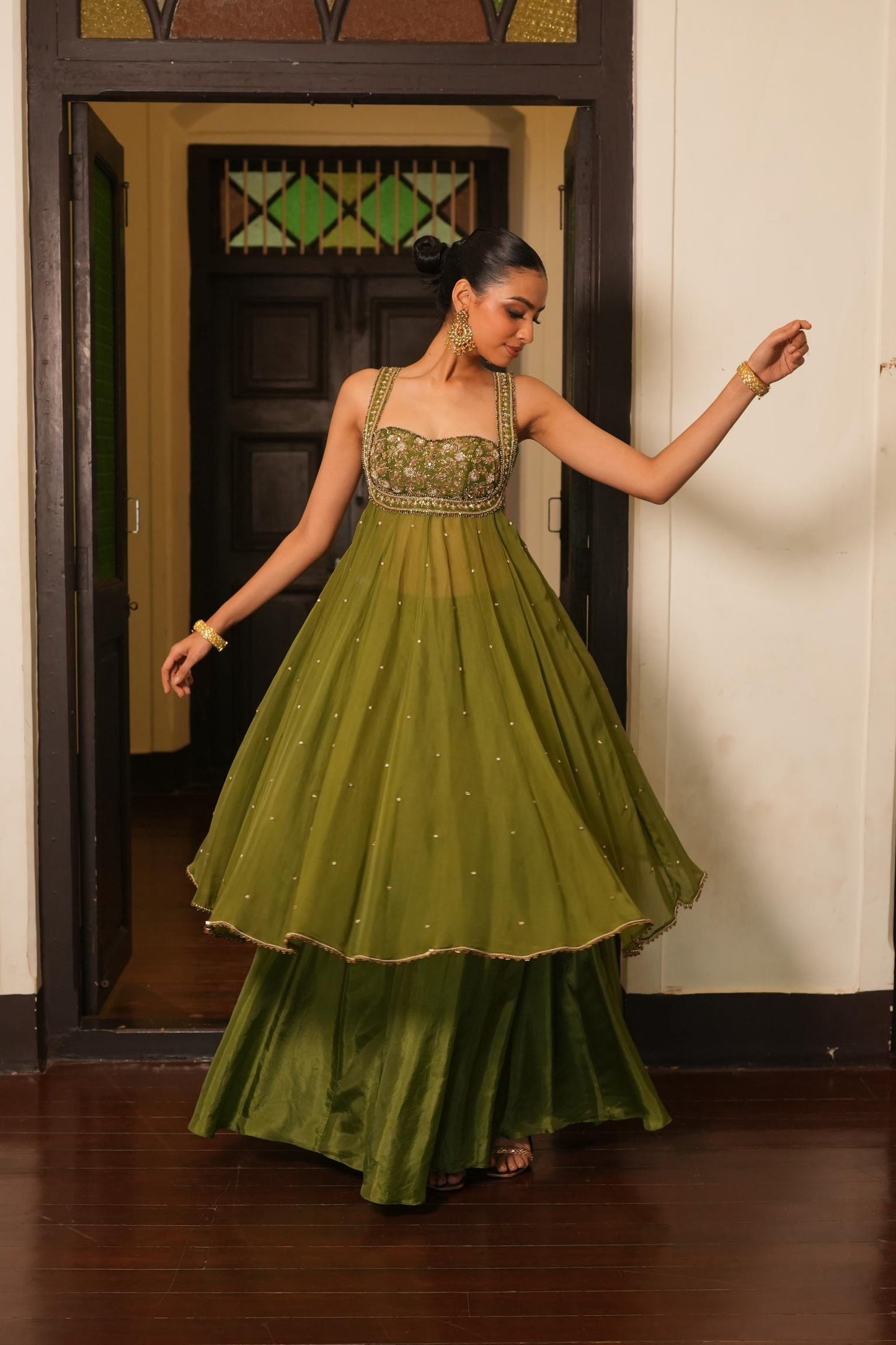 Mint Mehendi Green Fully Stiched  Anarkali  Suit