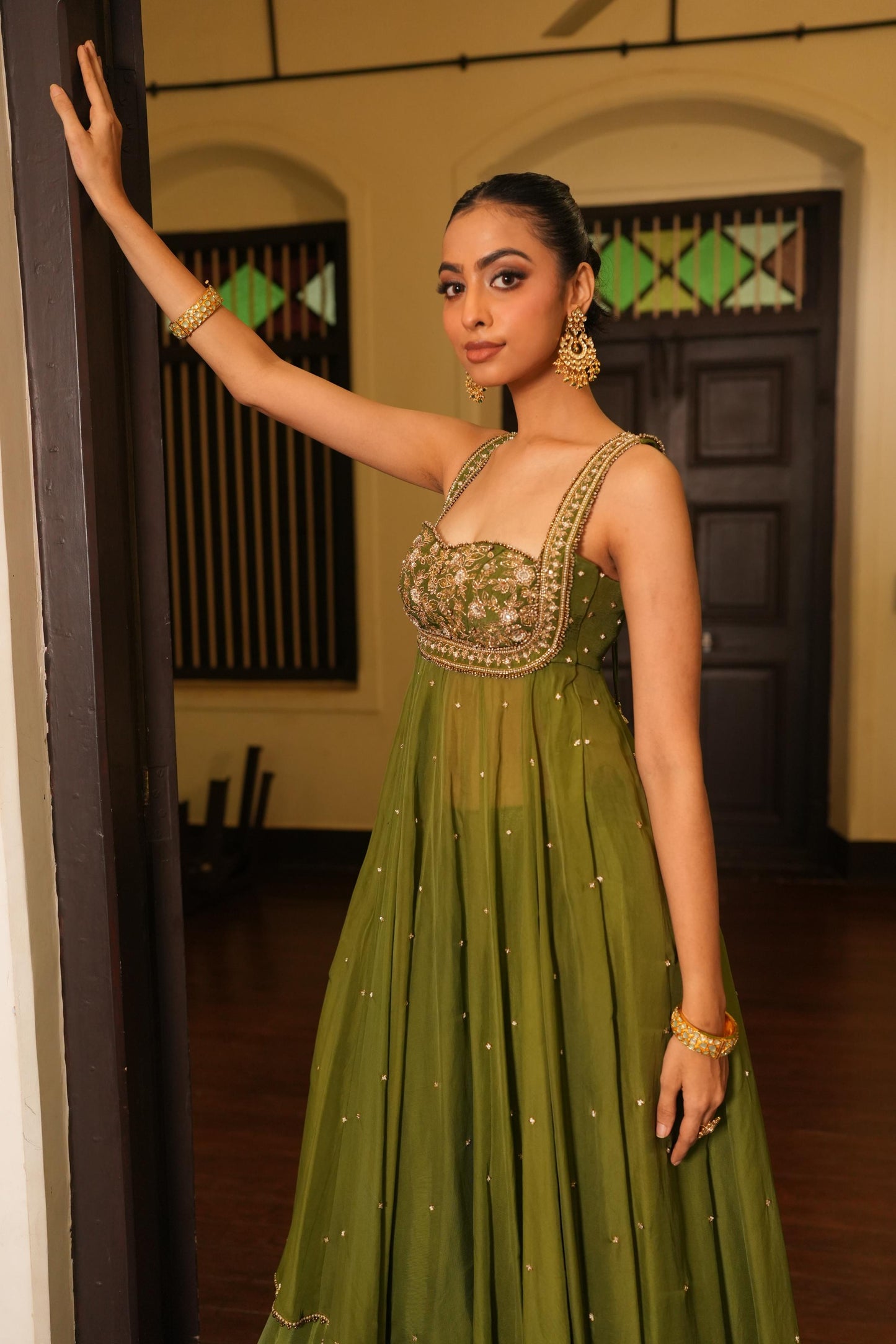 Mint Mehendi Green Fully Stiched  Anarkali  Suit