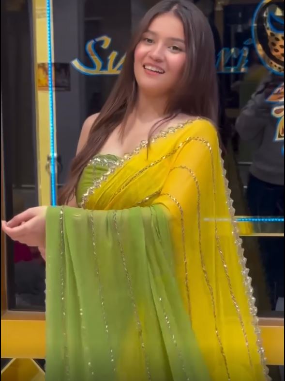 Premium Georgette Saree with Dual Tone Finish & Hand Embellishment