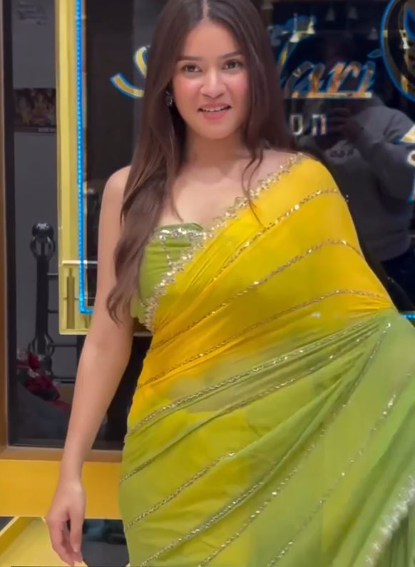 Premium Georgette Saree with Dual Tone Finish & Hand Embellishment