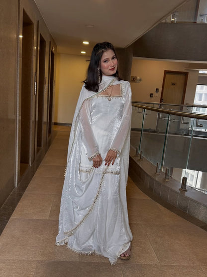 Premium Fandy Silk Kurta Palazzo Set With Dupatta-Ready To Wear Outfits