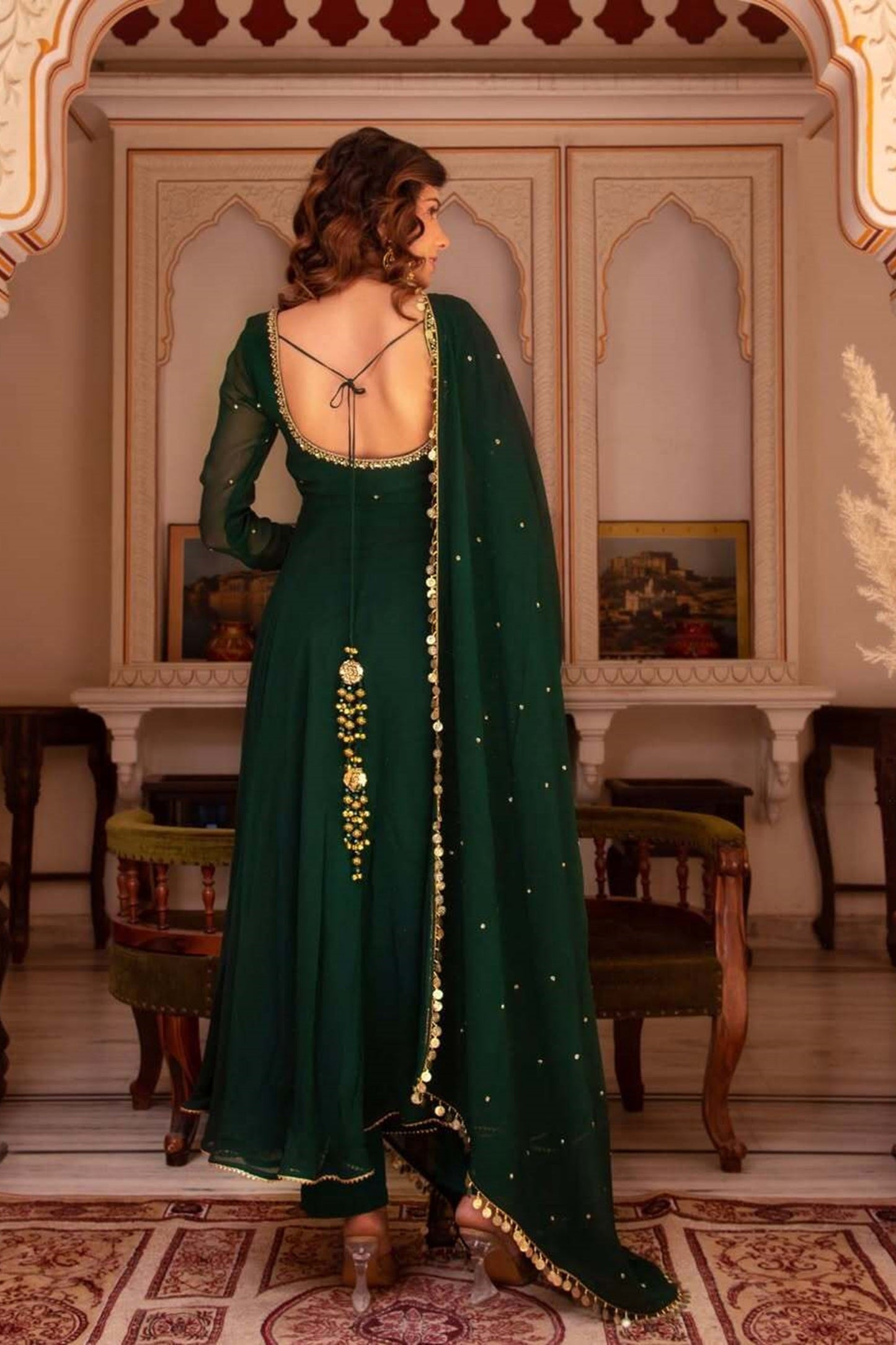 Ethinic Green Color Fox Georgette  Anarkali Festive Wear Suit