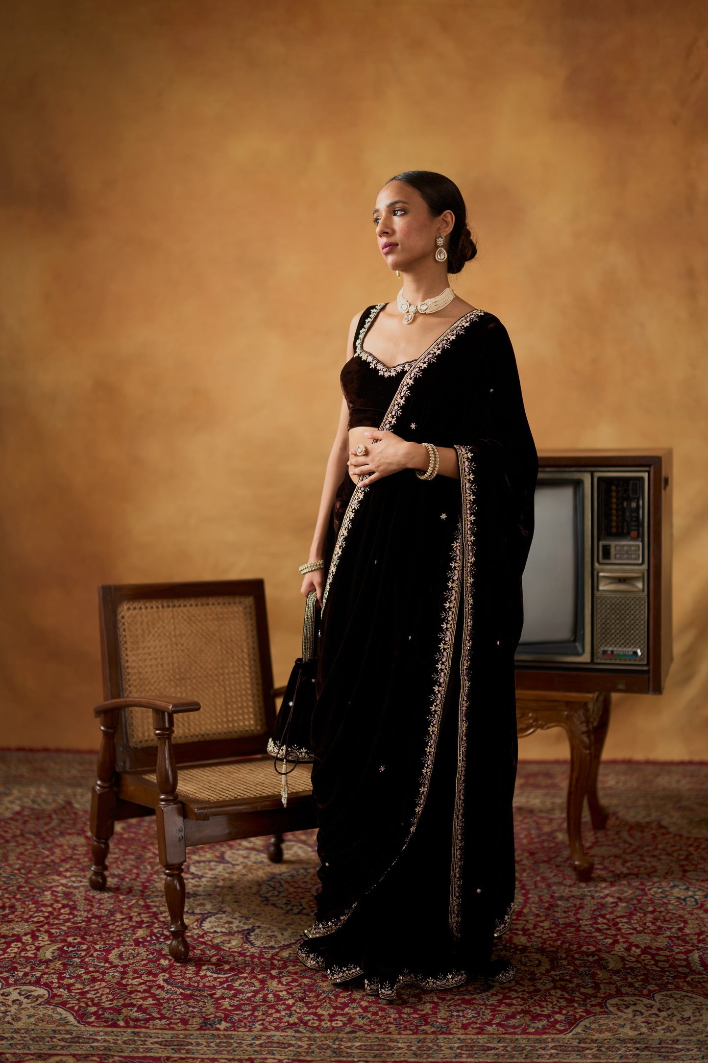 Royal Elegance  Luxury Soft Velvet Saree -Perfect For Wedding & Festive