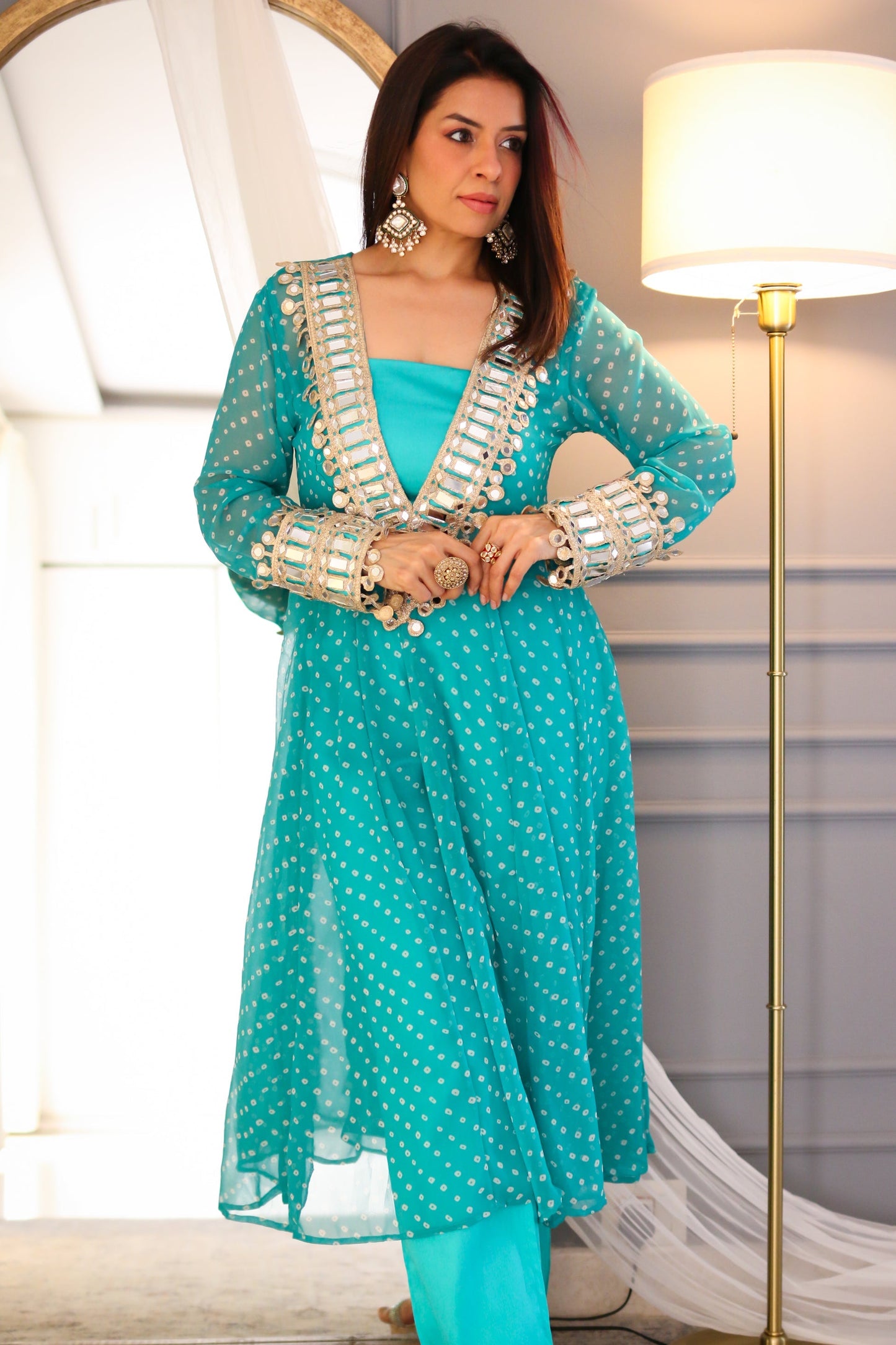 Bandhani Real Mirror Work Cord Set - 5 beautiful colours  Available