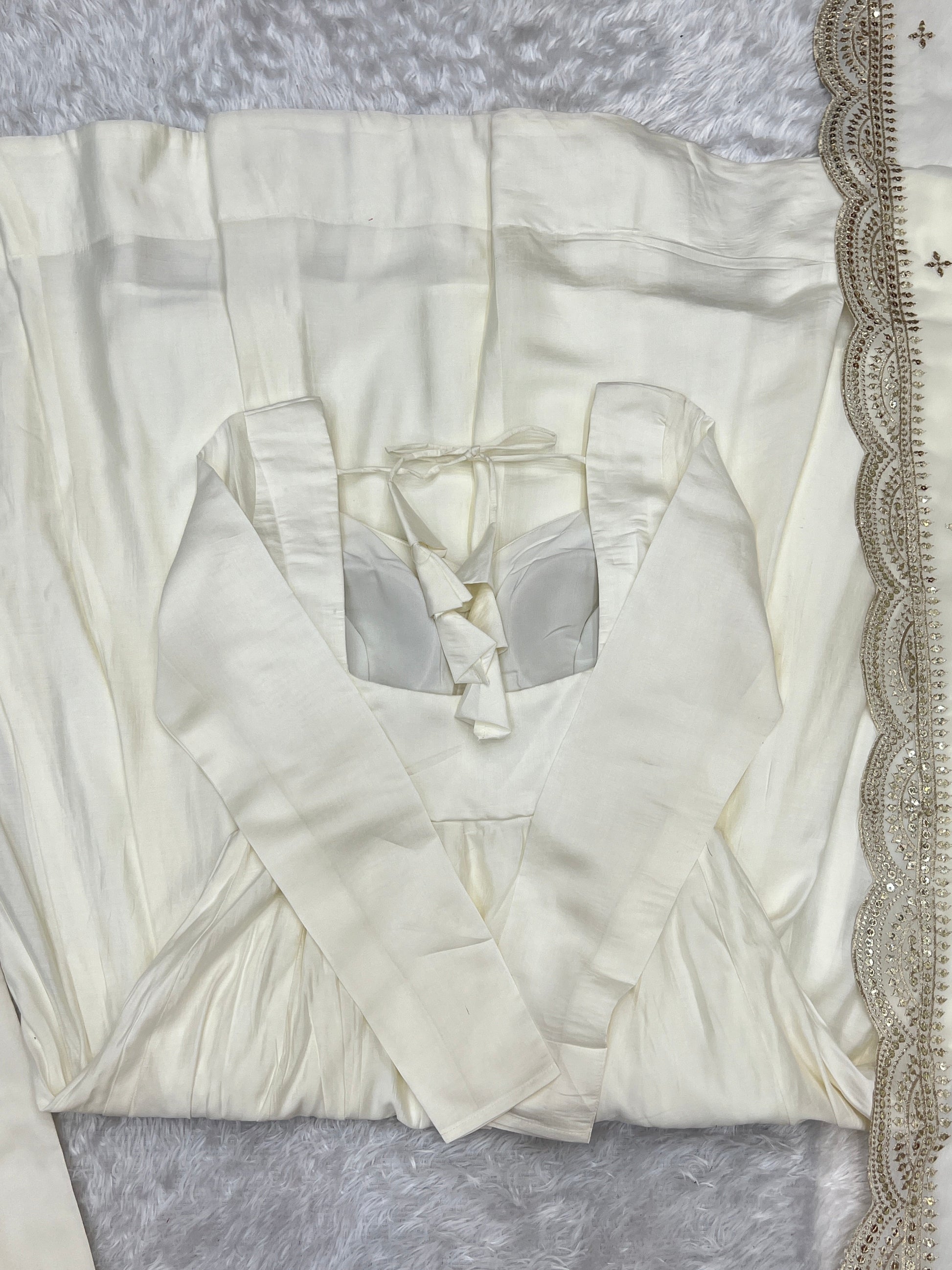 Exquisite Pure Romansilk Chanderi Designer Anarkali Pant Suit - INDIAN ELEGANCE