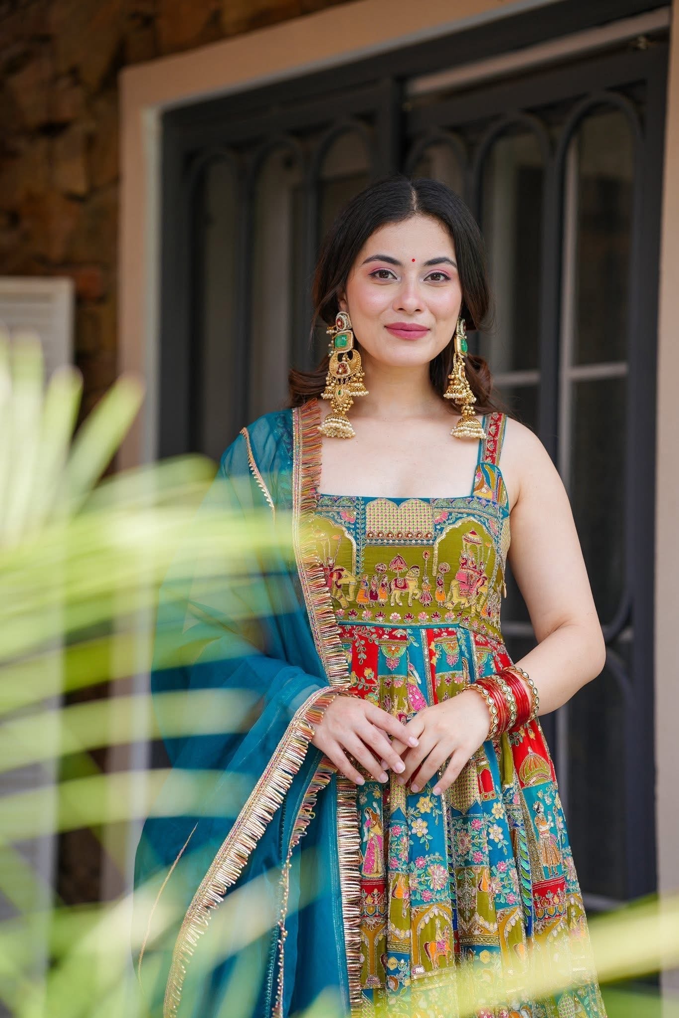 Anarkali Gown With Traditional Motifs