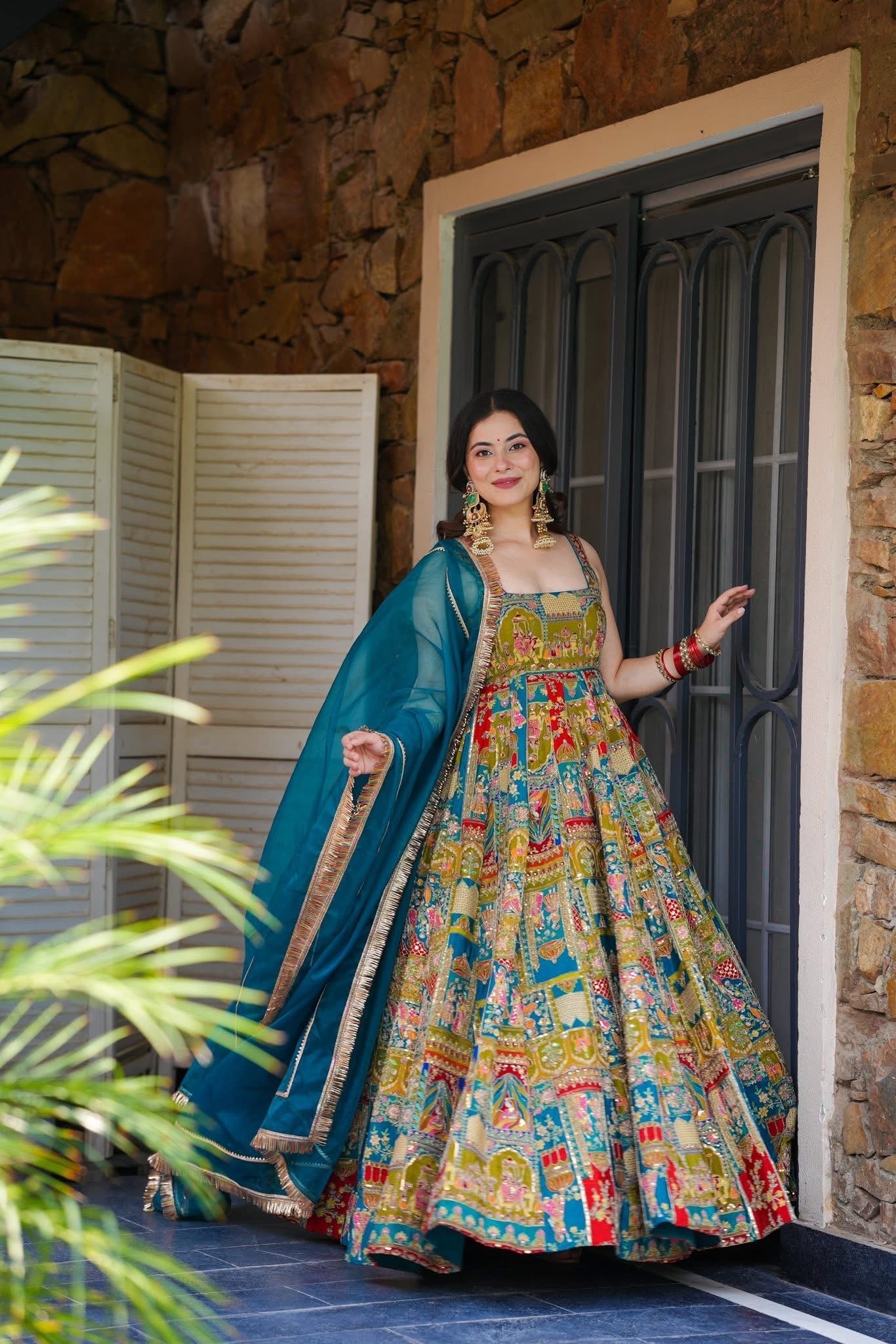 Anarkali Gown With Traditional Motifs