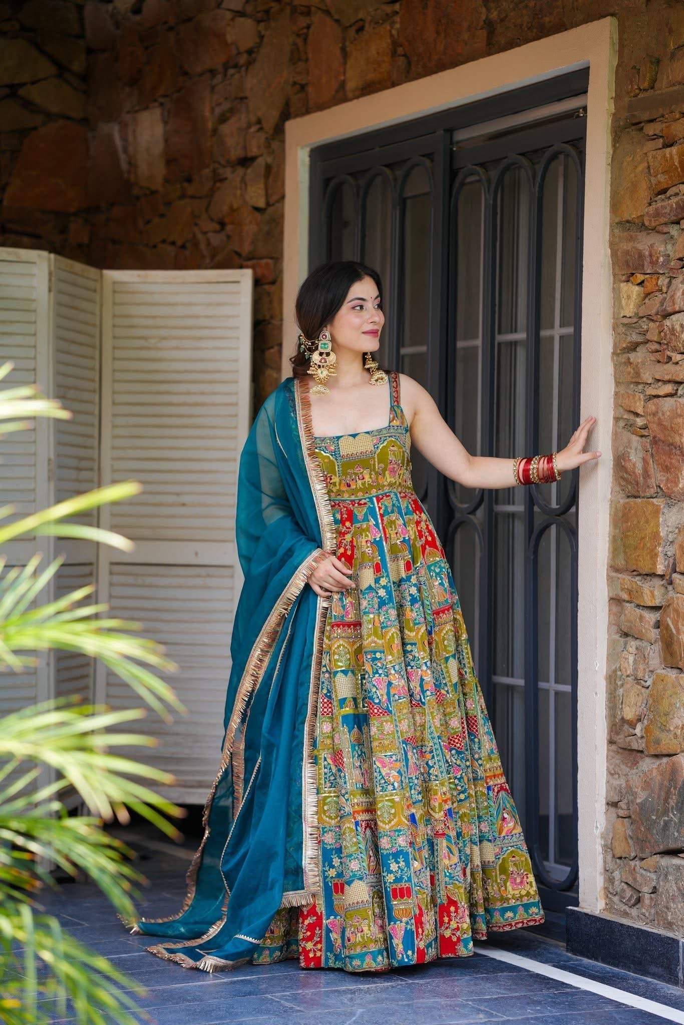 Anarkali Gown With Traditional Motifs