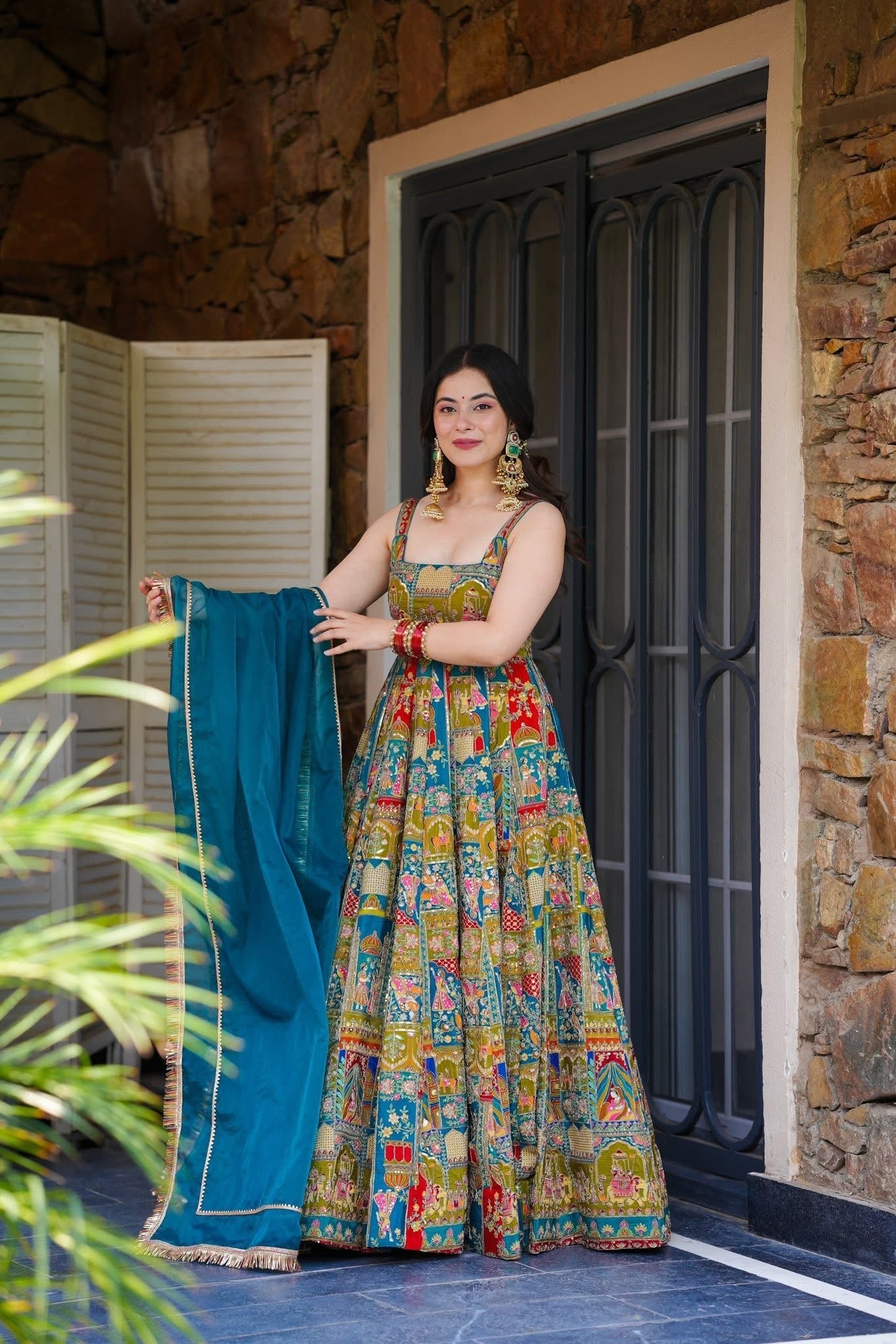 Anarkali Gown With Traditional Motifs