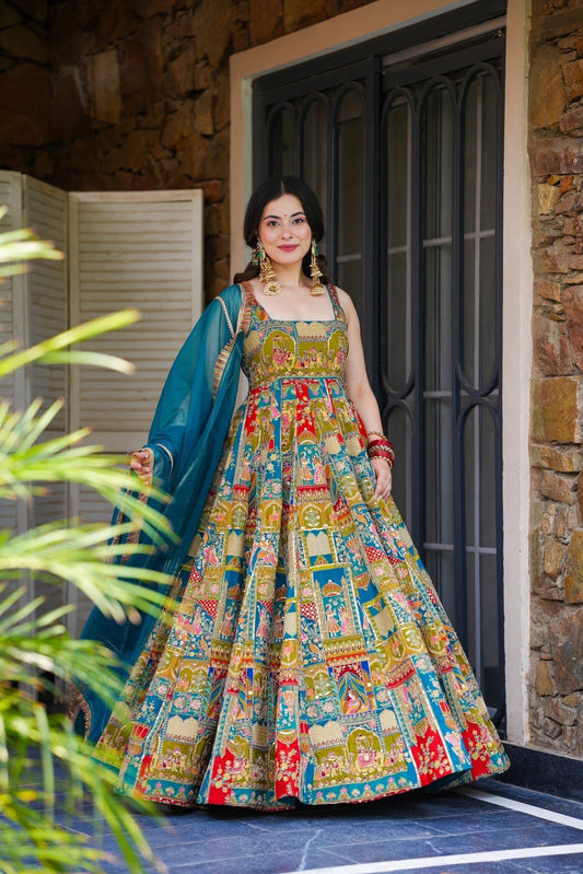 Anarkali Gown With Traditional Motifs